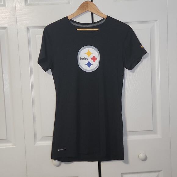 Nike Women's Black Dri-fit Short Sleeve T-shirt Size Med Pittsburgh Steelers - Picture 1 of 9